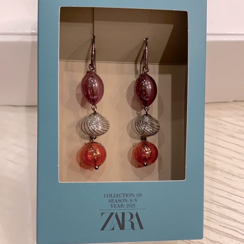 Zara glass bauble dangle earrings LIMITED EDITION